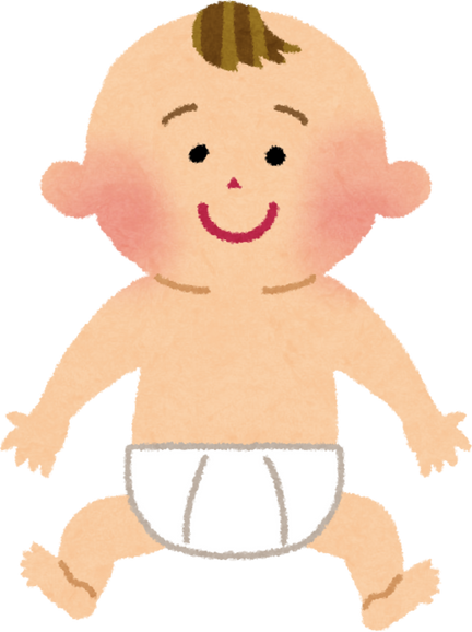 Watercolor Illustration of a Smiling Baby in Diaper